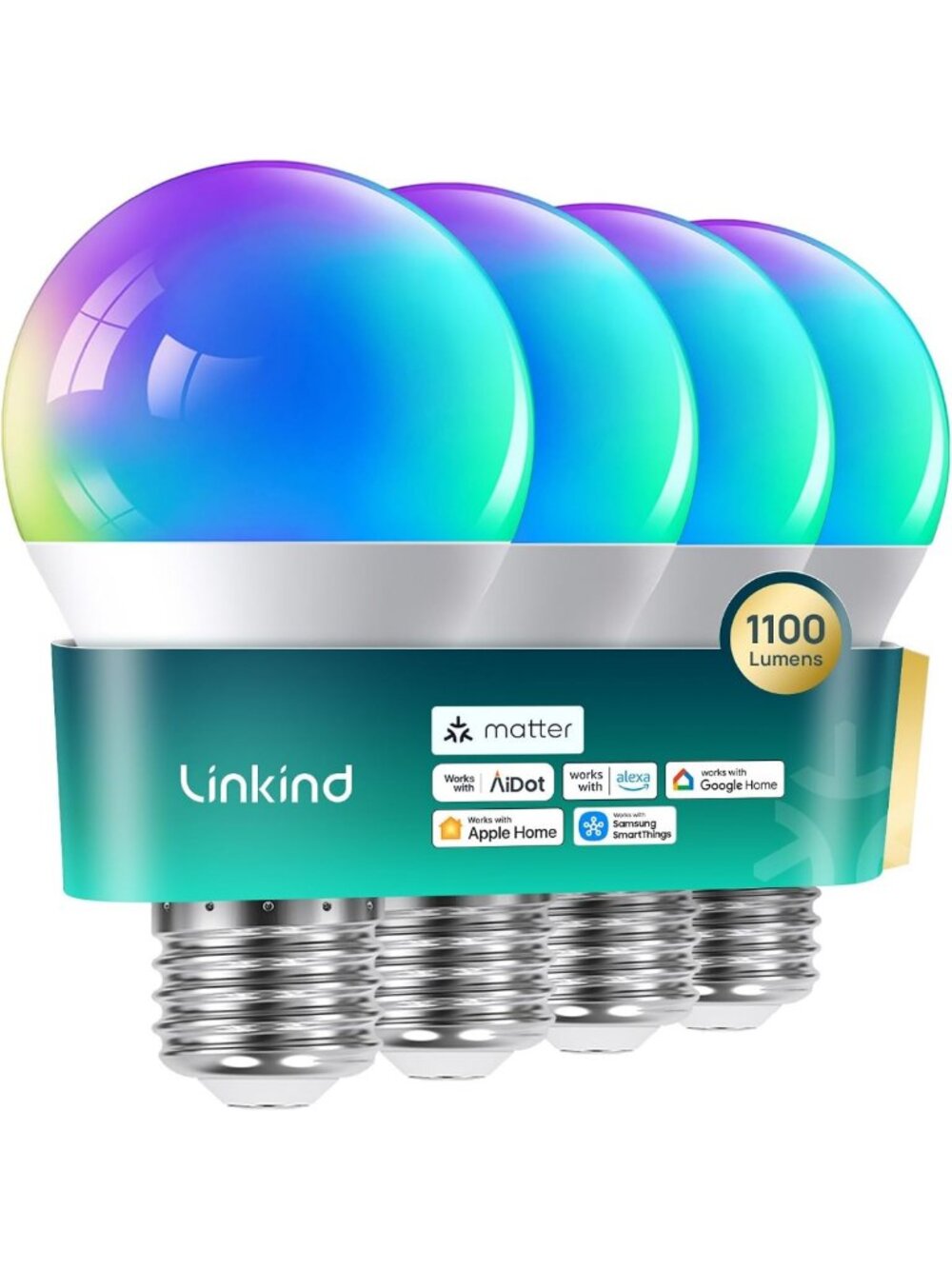 Smart LED Light Bulbs 1100LM, Color Changing, Music Sync, Wi-Fi Compatible